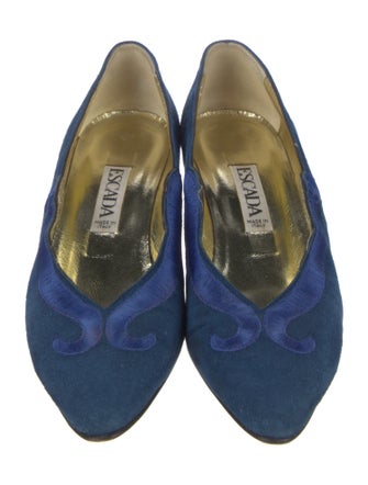 Escada Suede Embroidered Accent Pumps