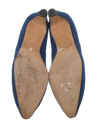 Escada Suede Embroidered Accent Pumps