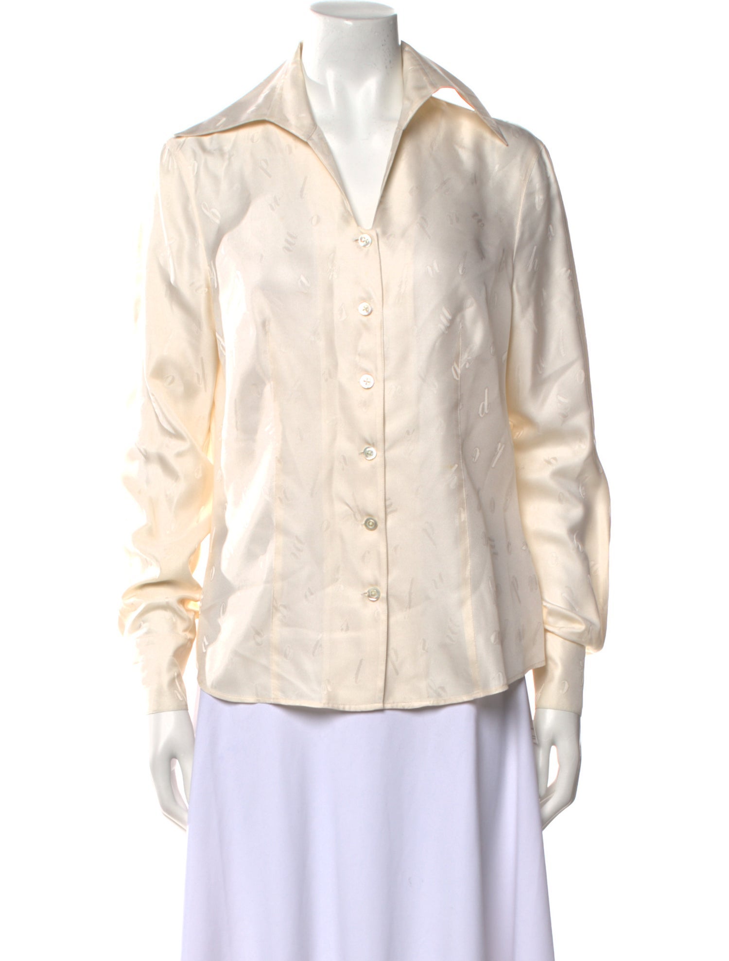 Escada Silk Long Sleeve Button-Up Top