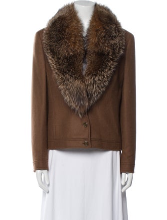 Escada Camel Hair Faux Fur Jacket