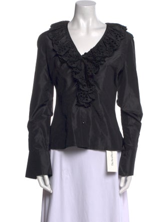 Escada V-Neck Long Sleeve Blouse