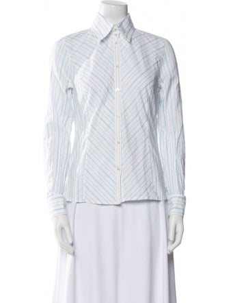 Escada Striped Long Sleeve Button-Up Top