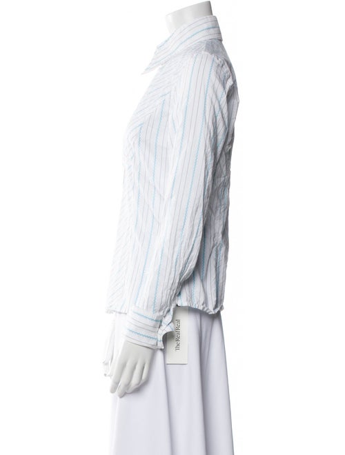 Escada Striped Long Sleeve Button-Up Top
