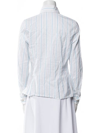 Escada Striped Long Sleeve Button-Up Top