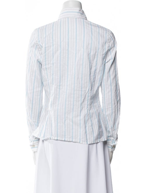 Escada Striped Long Sleeve Button-Up Top