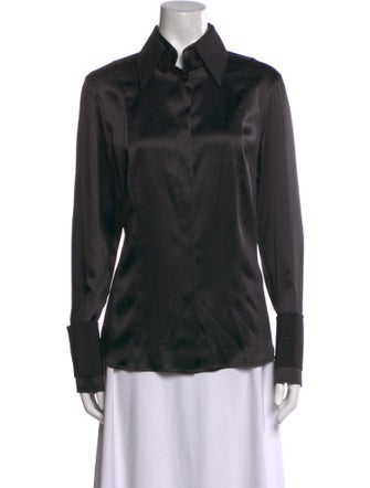 Escada Silk Long Sleeve Button-Up Top