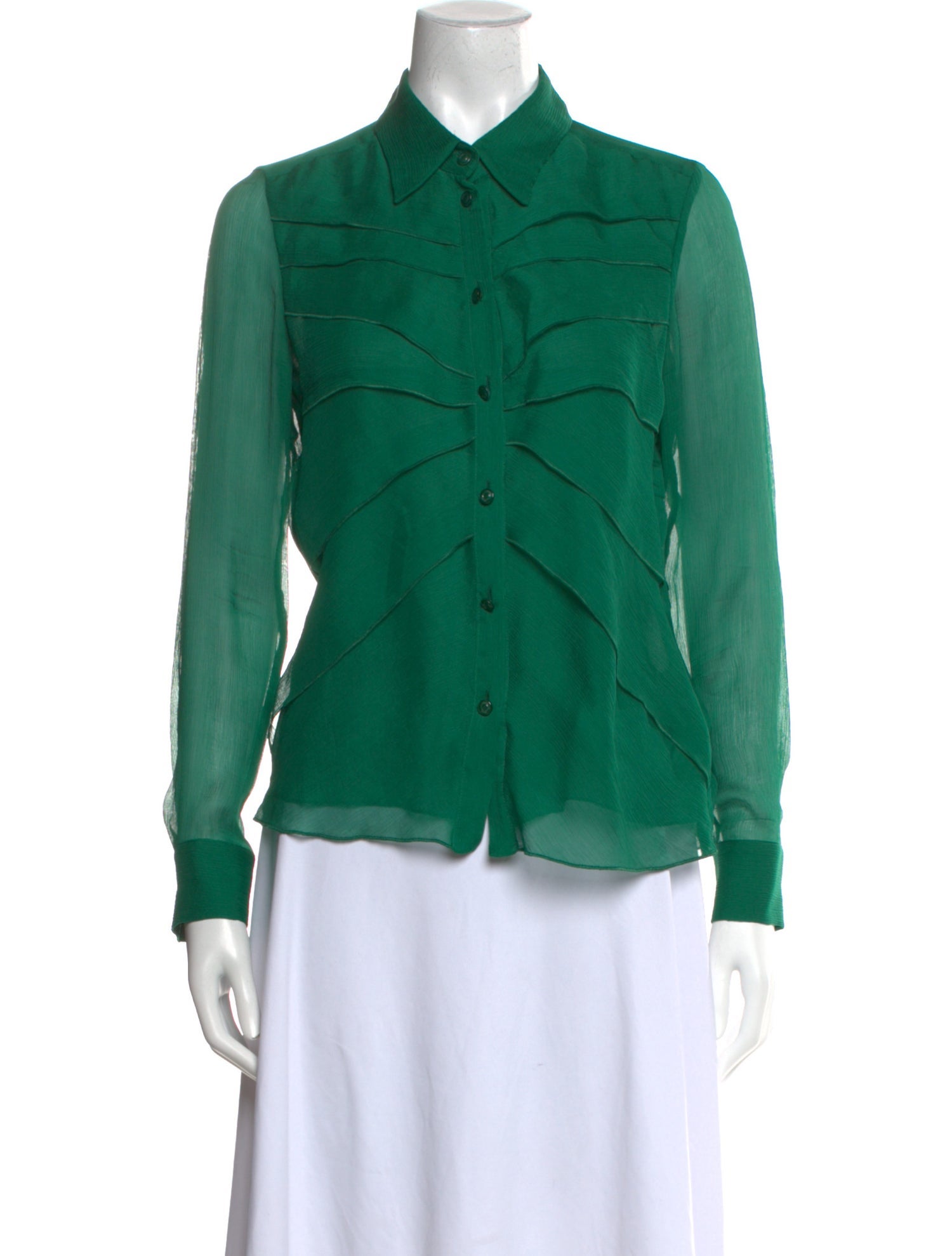 Escada Silk Long Sleeve Button-Up Top