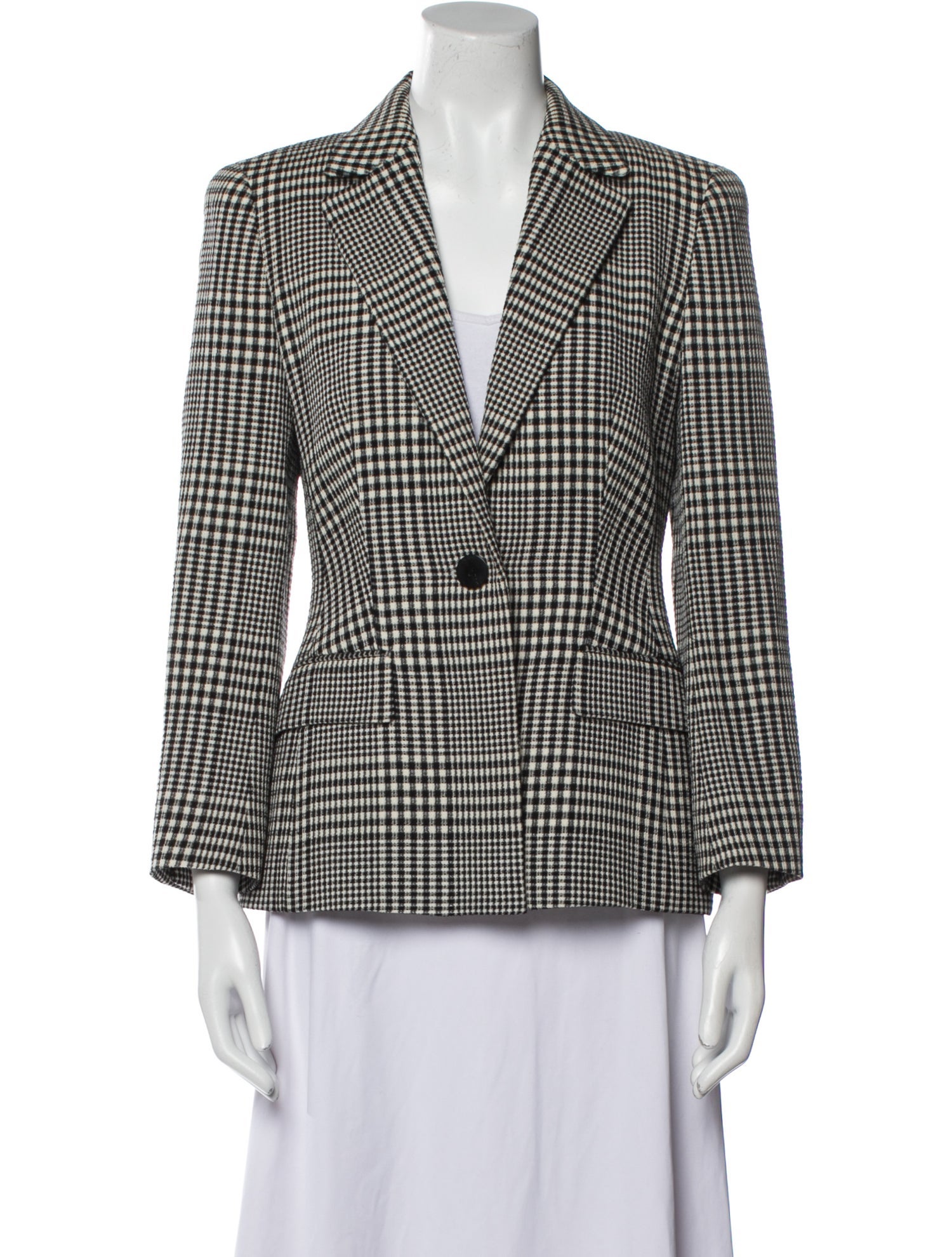 Escada Virgin Wool Plaid Print Blazer