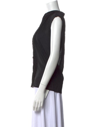 Escada Silk Crew Neck Button-Up Top