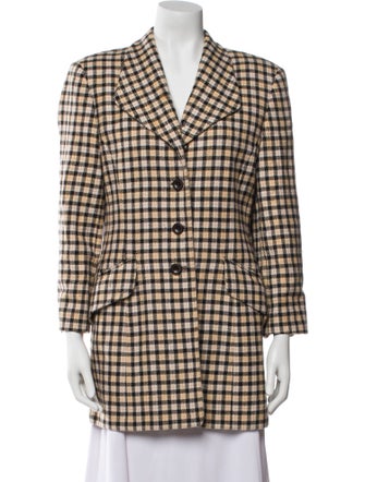 Escada Wool Plaid Print Blazer