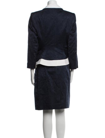 Escada Virgin Wool Colorblock Pattern Skirt Suit