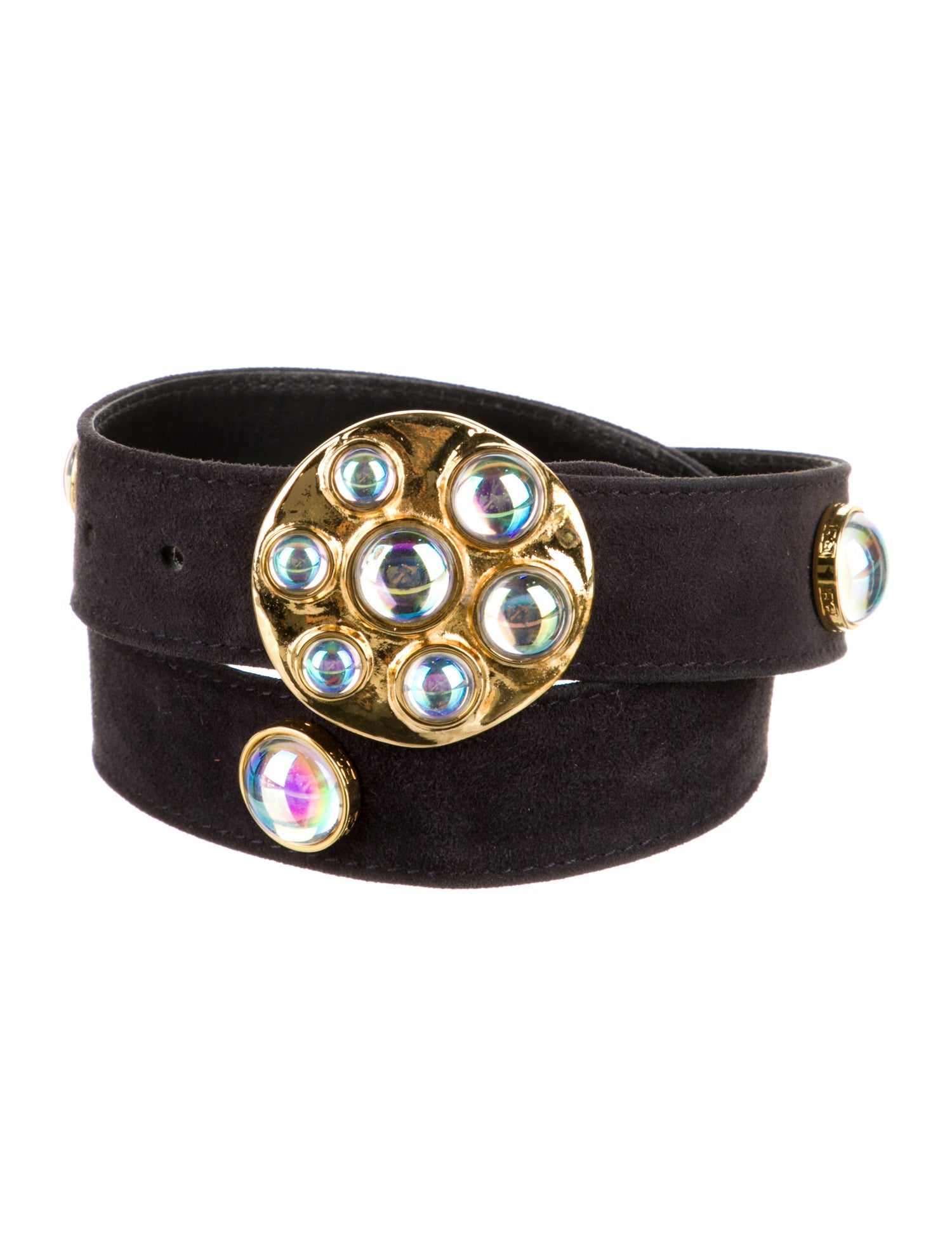 Escada Leather Crystal Embellishments Waist Belt