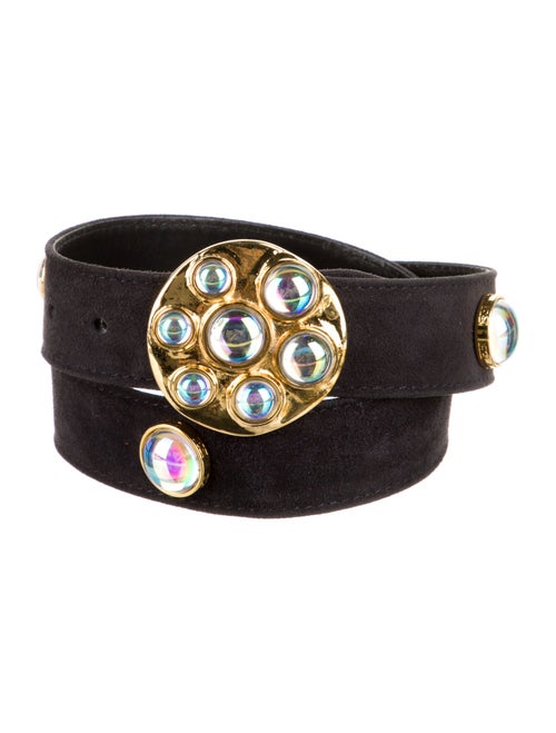 Escada Leather Crystal Embellishments Waist Belt