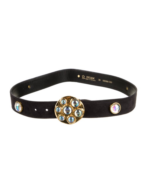 Escada Leather Crystal Embellishments Waist Belt