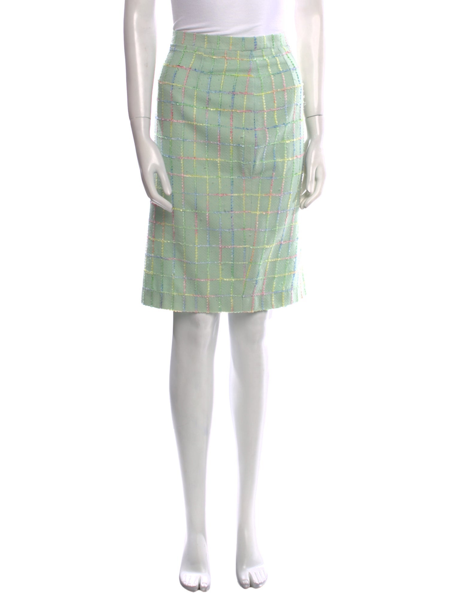 Escada Plaid Print Knee-Length Skirt