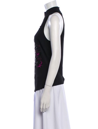 Escada Lace Pattern Mock Neck Top