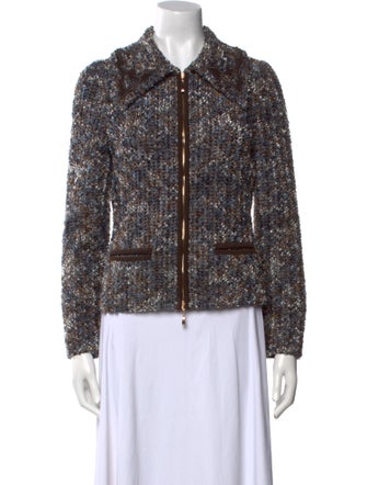Escada Virgin Wool Tweed Pattern Button-Up Top