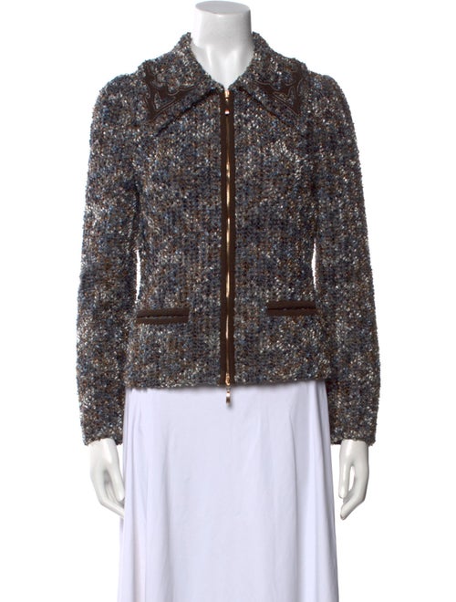 Escada Virgin Wool Tweed Pattern Button-Up Top