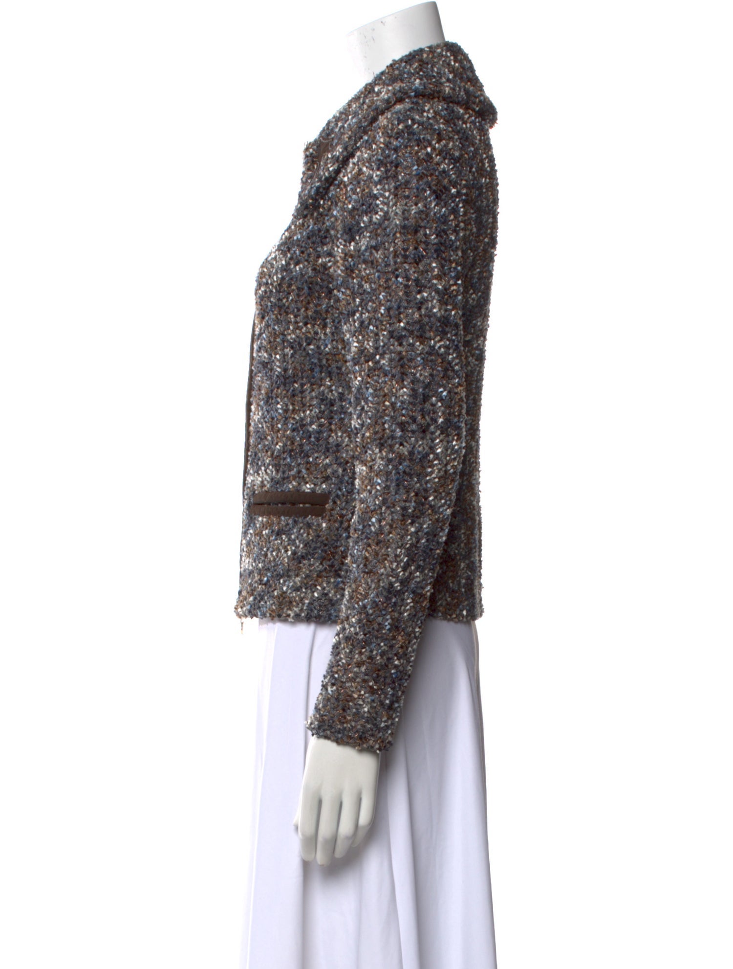 Escada Virgin Wool Tweed Pattern Button-Up Top