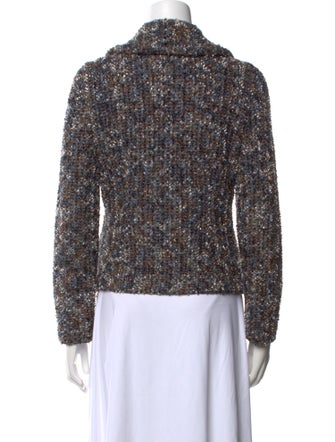 Escada Virgin Wool Tweed Pattern Button-Up Top