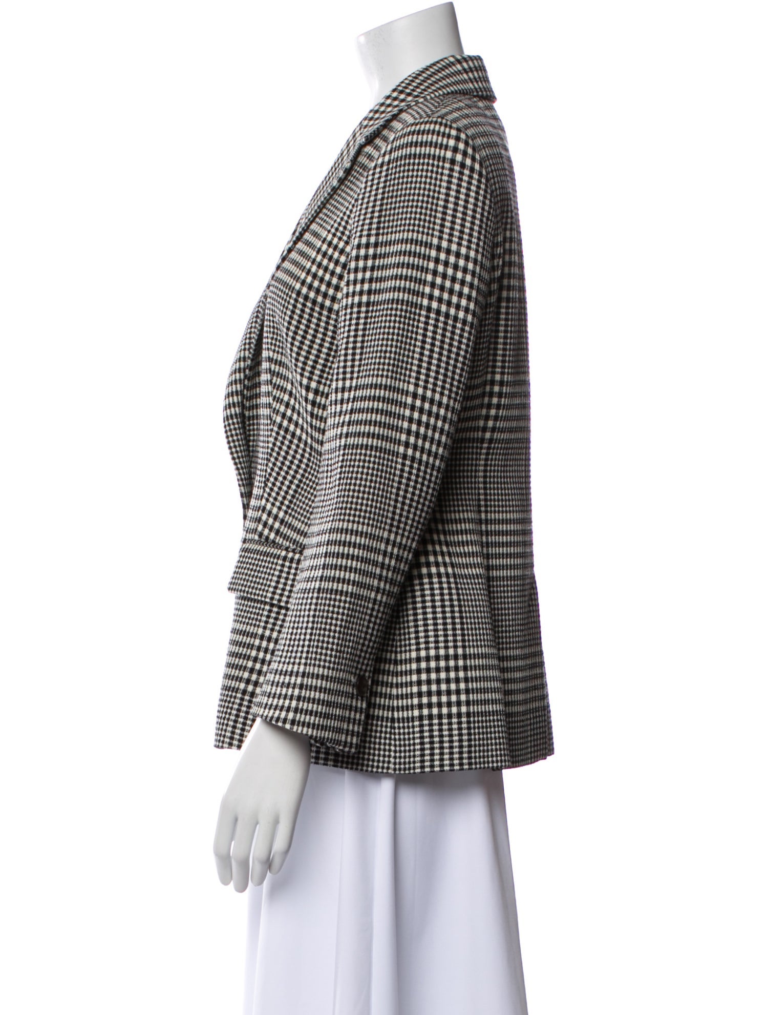 Escada Virgin Wool Plaid Print Blazer