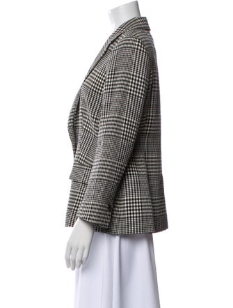 Escada Virgin Wool Plaid Print Blazer