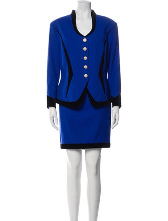 Escada Wool Colorblock Pattern Skirt Suit