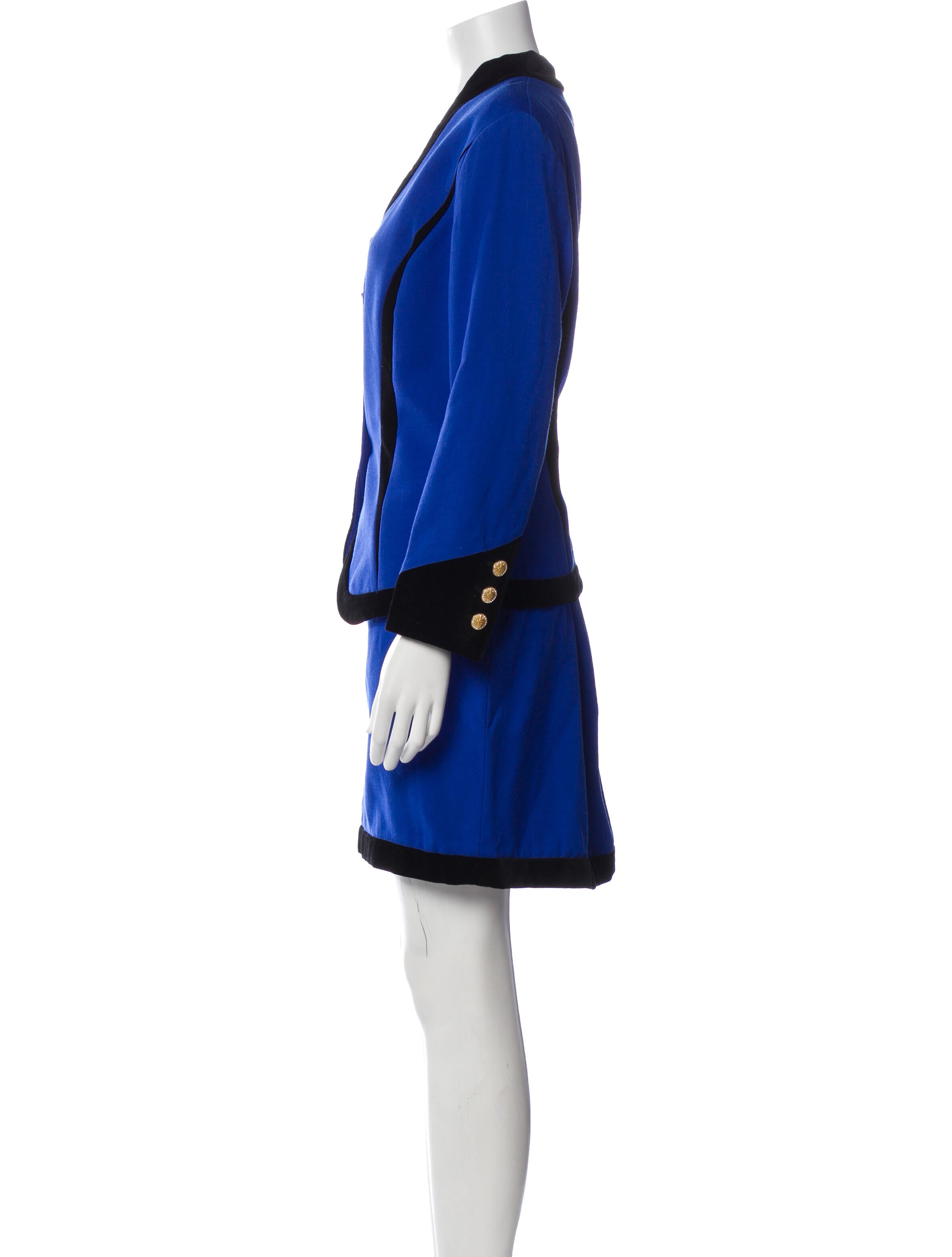 Escada Wool Colorblock Pattern Skirt Suit