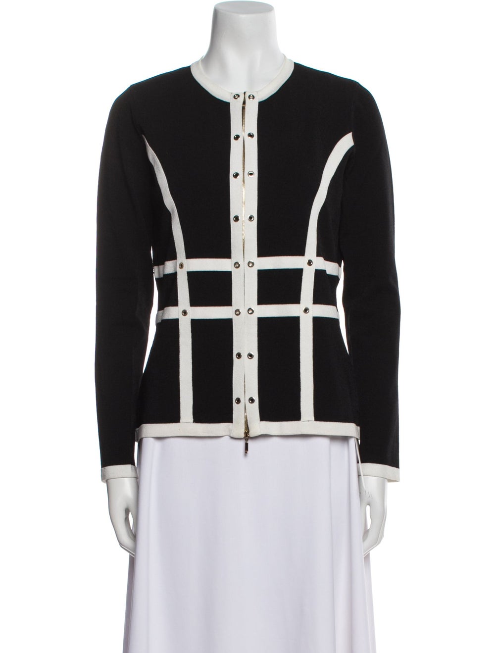 Escada Evening Jacket Black Printed Collarless - image 1