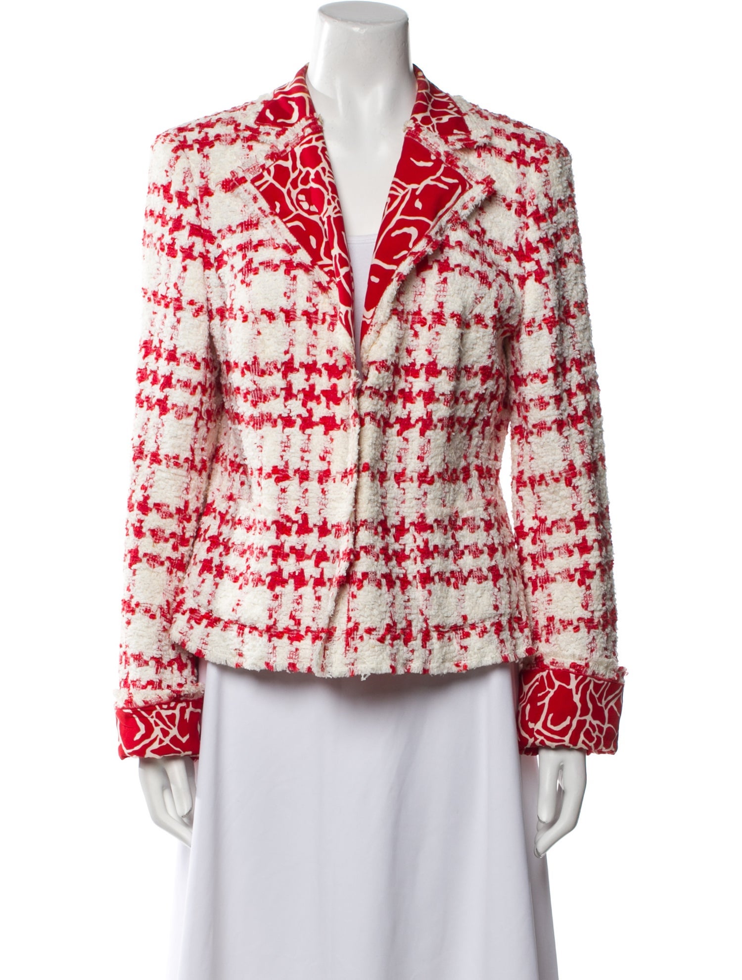 Escada Nylon Plaid Print Blazer