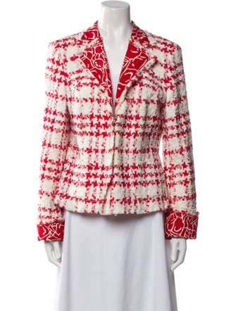 Escada Nylon Plaid Print Blazer