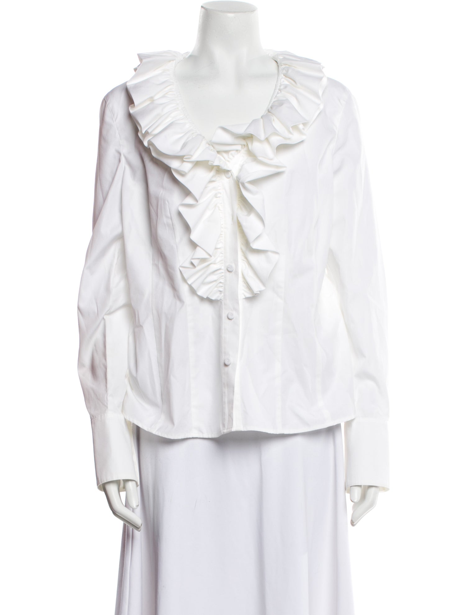 Escada V-Neck Long Sleeve Button-Up Top