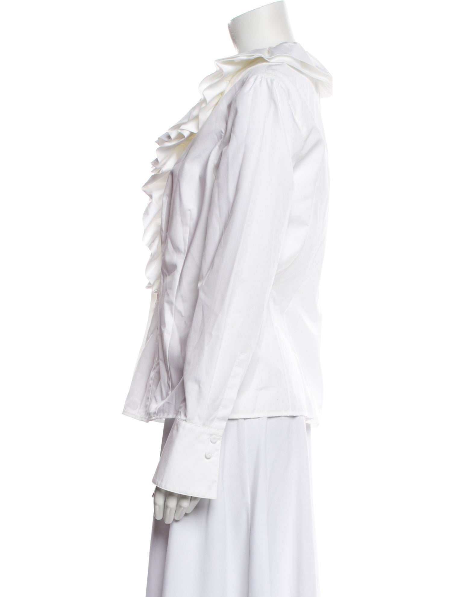 Escada V-Neck Long Sleeve Button-Up Top