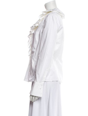 Escada V-Neck Long Sleeve Button-Up Top