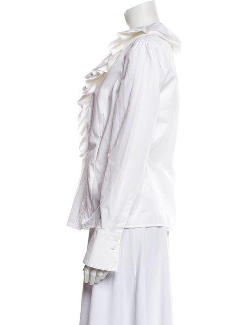 Escada V-Neck Long Sleeve Button-Up Top