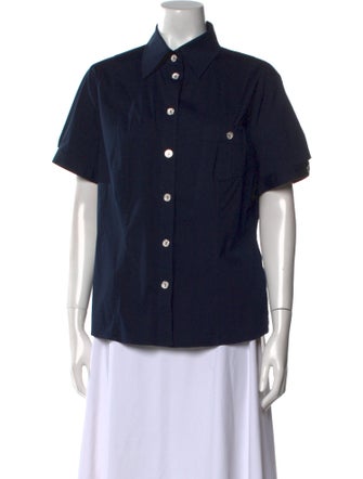 Escada Short Sleeve Button-Up Top