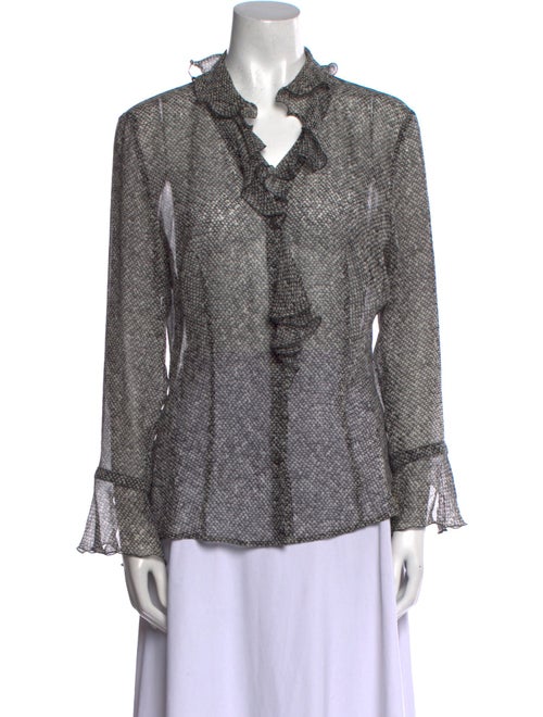 Escada Silk Animal Print Button-Up Top