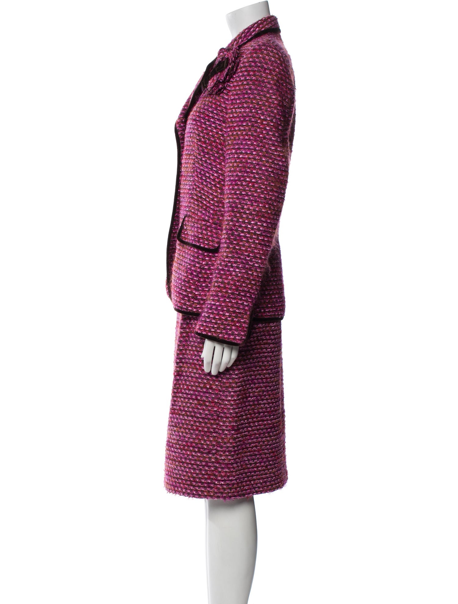 Escada Virgin Wool Tweed Pattern Skirt Suit