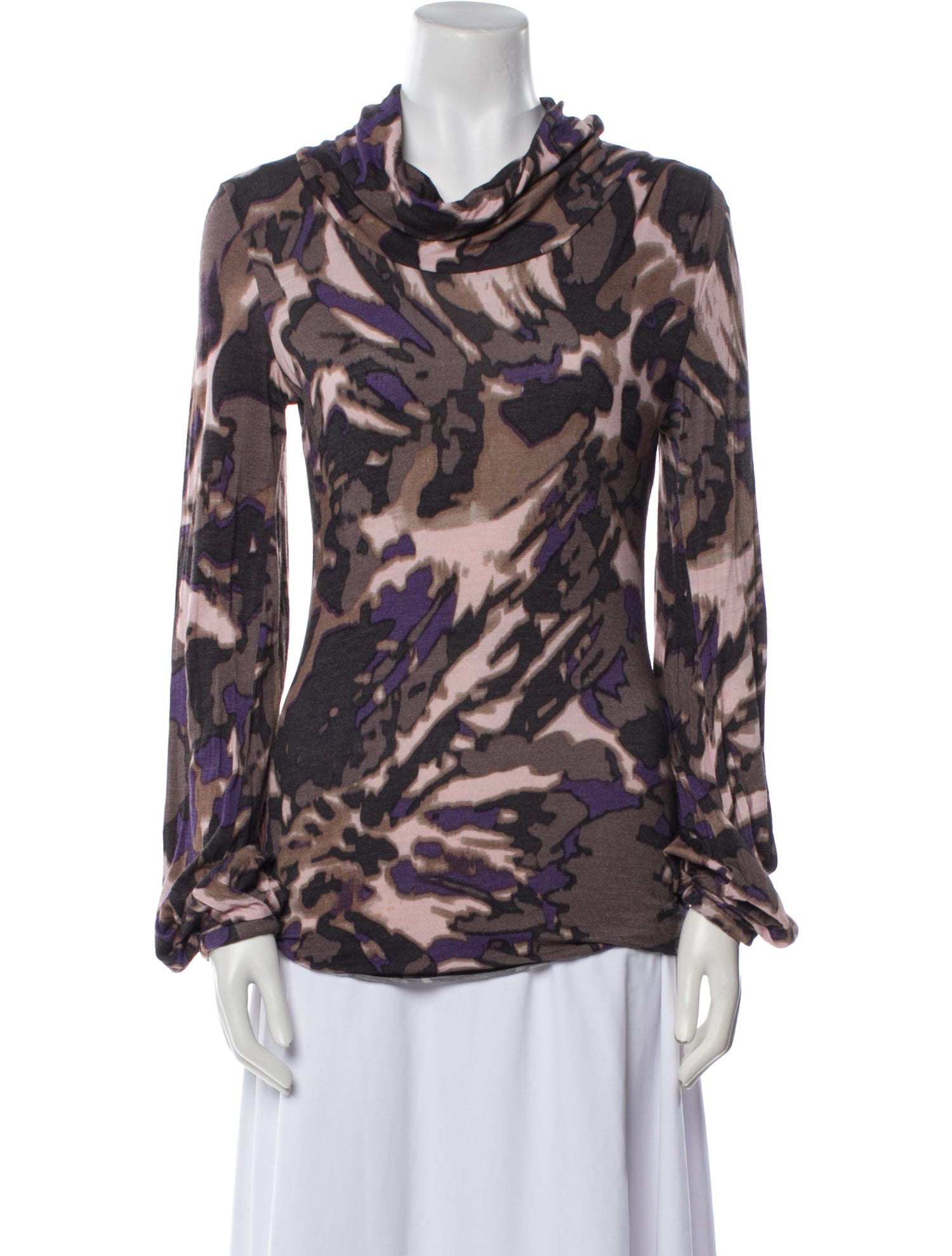 Escada Tie-Dye Print Cowl Neck Blouse