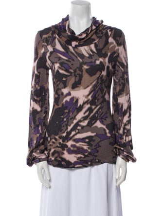 Escada Tie-Dye Print Cowl Neck Blouse