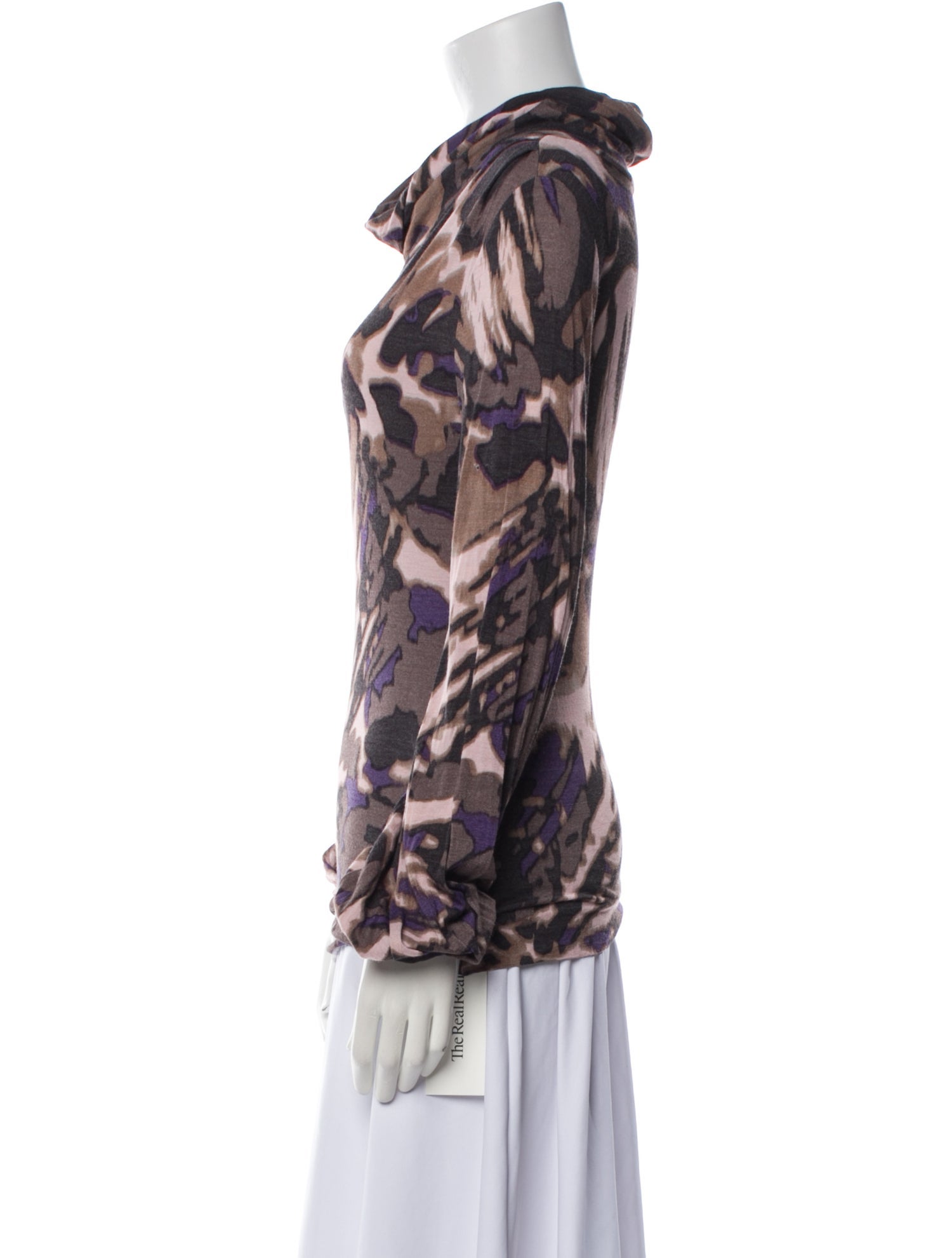Escada Tie-Dye Print Cowl Neck Blouse