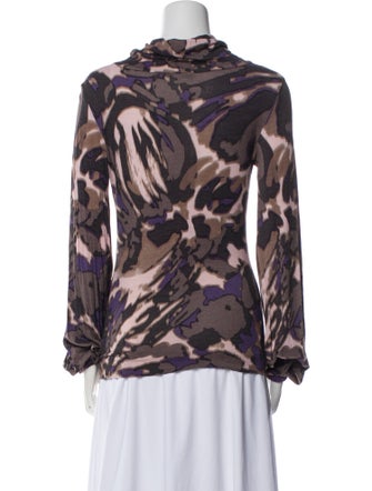 Escada Tie-Dye Print Cowl Neck Blouse