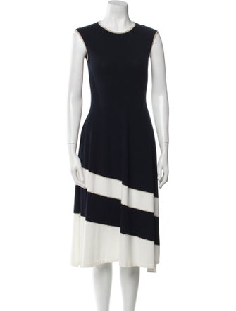 Escada Colorblock Pattern Midi Length Dress