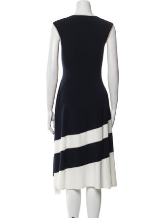 Escada Colorblock Pattern Midi Length Dress