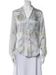 Escada Floral Print V-Neck Button-Up Top