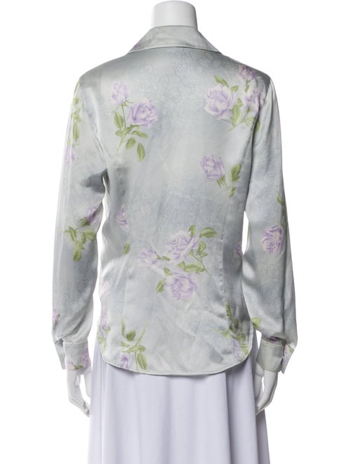 Escada Floral Print V-Neck Button-Up Top