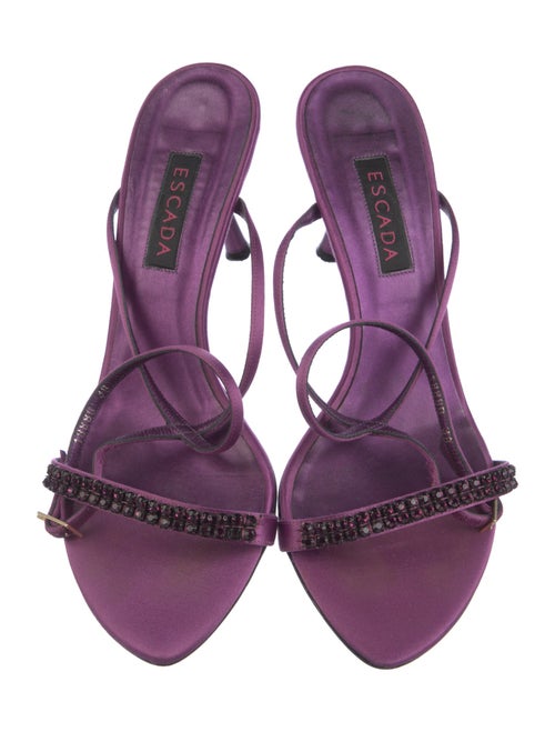 Escada Satin Crystal Embellishments Sandals