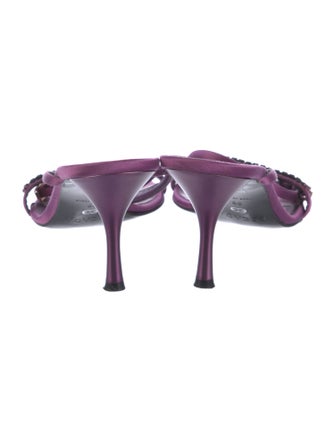 Escada Satin Crystal Embellishments Sandals