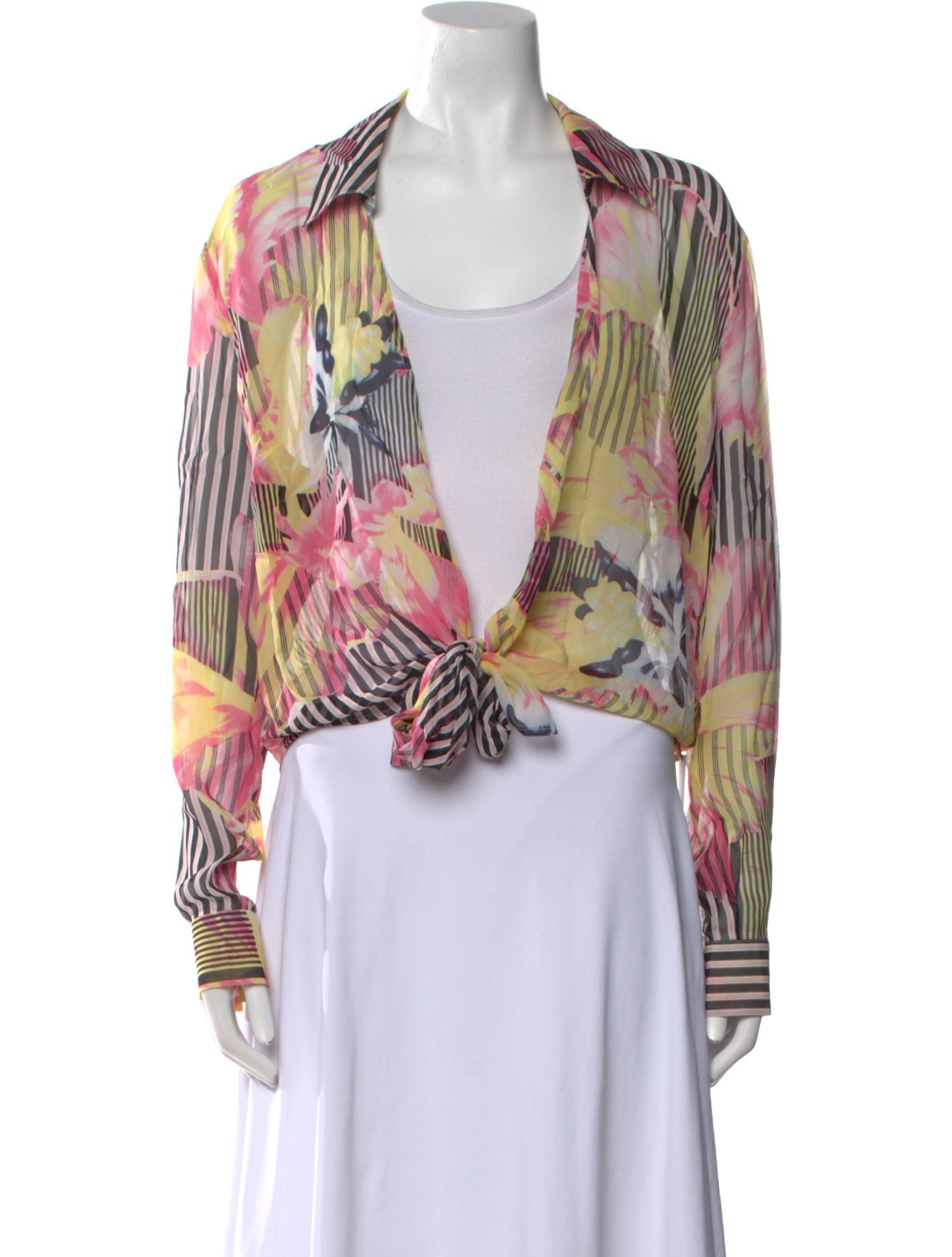 Escada Silk Striped Crop Top