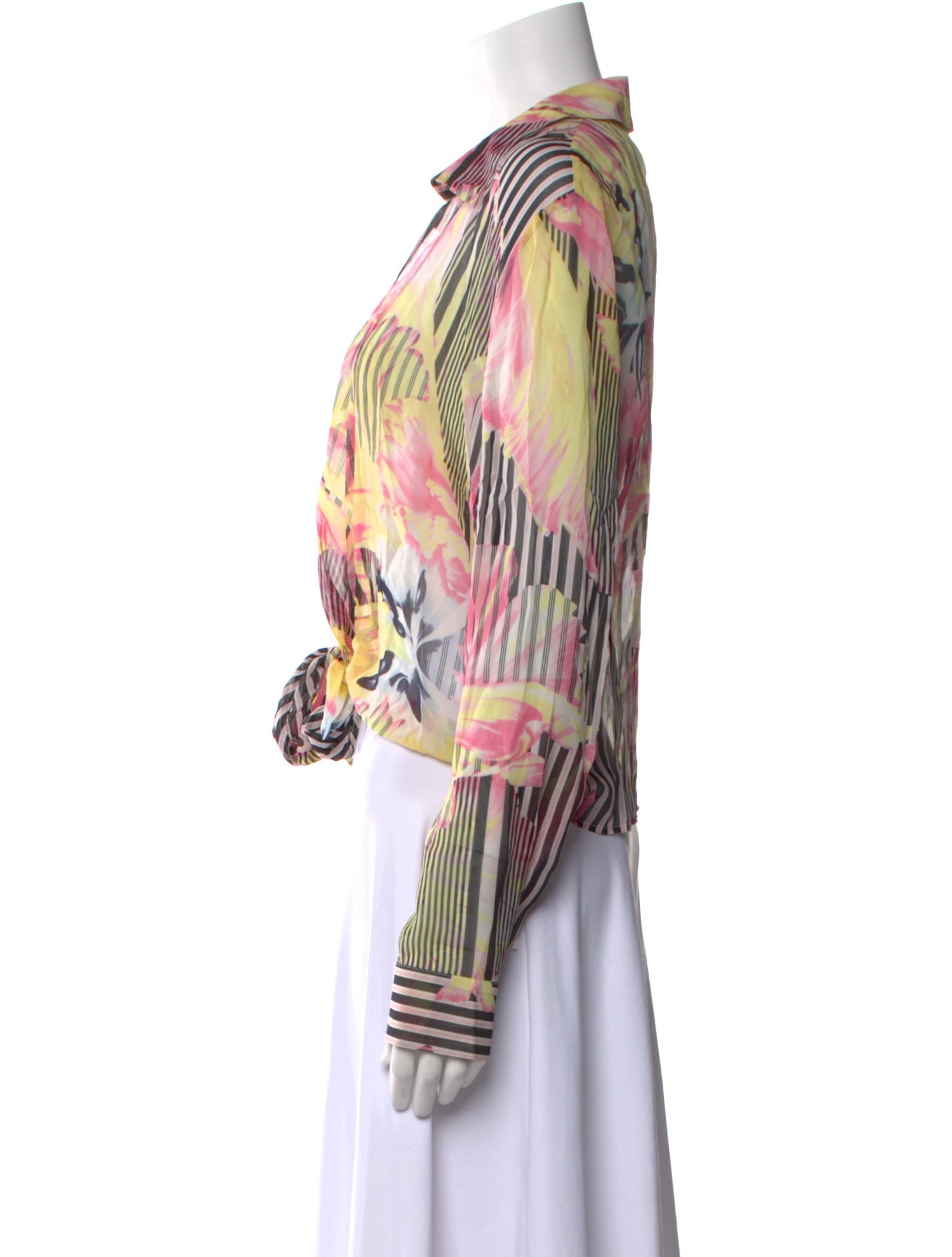 Escada Silk Striped Crop Top